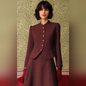 RIHOAS Tweed Burgundy Blazer NWOT